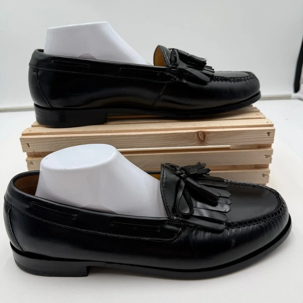 Cole Haan Loafers Pinch Tassel Kiltie Fringe Black Leather Mens 10.5 3E